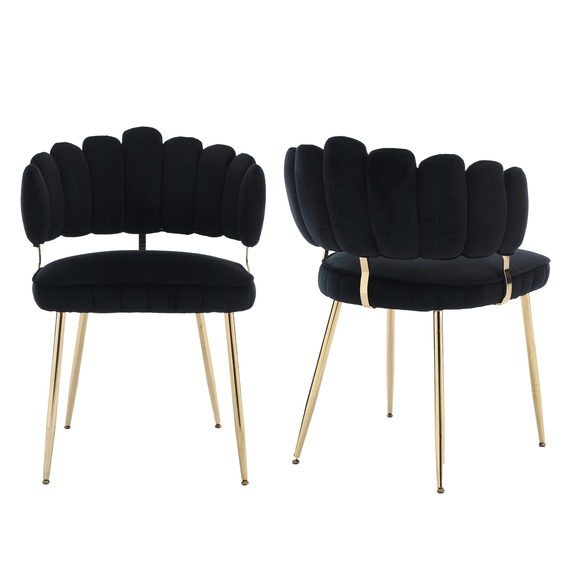Leisure Single Velvet Chair with Golden Feet，Set of 2